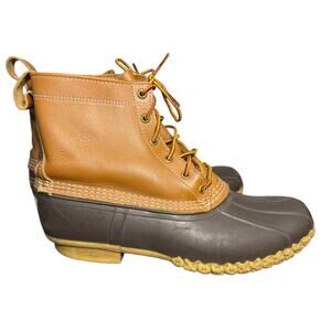 LL Bean Bean Boots Mens 12 Duck Hunting Unlined Leather Outdoors Hiking 8" Maine